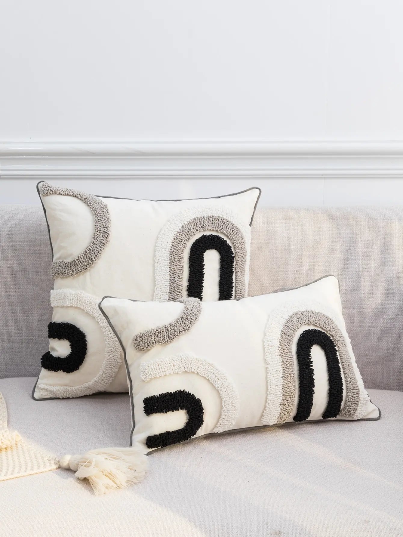 Housse de coussin noir