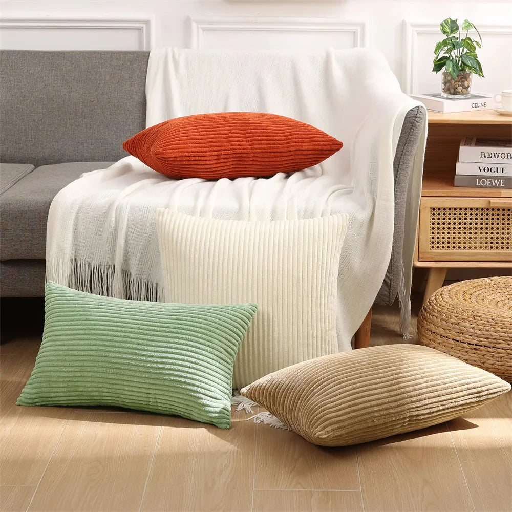 Housse de coussin velours cotelé
