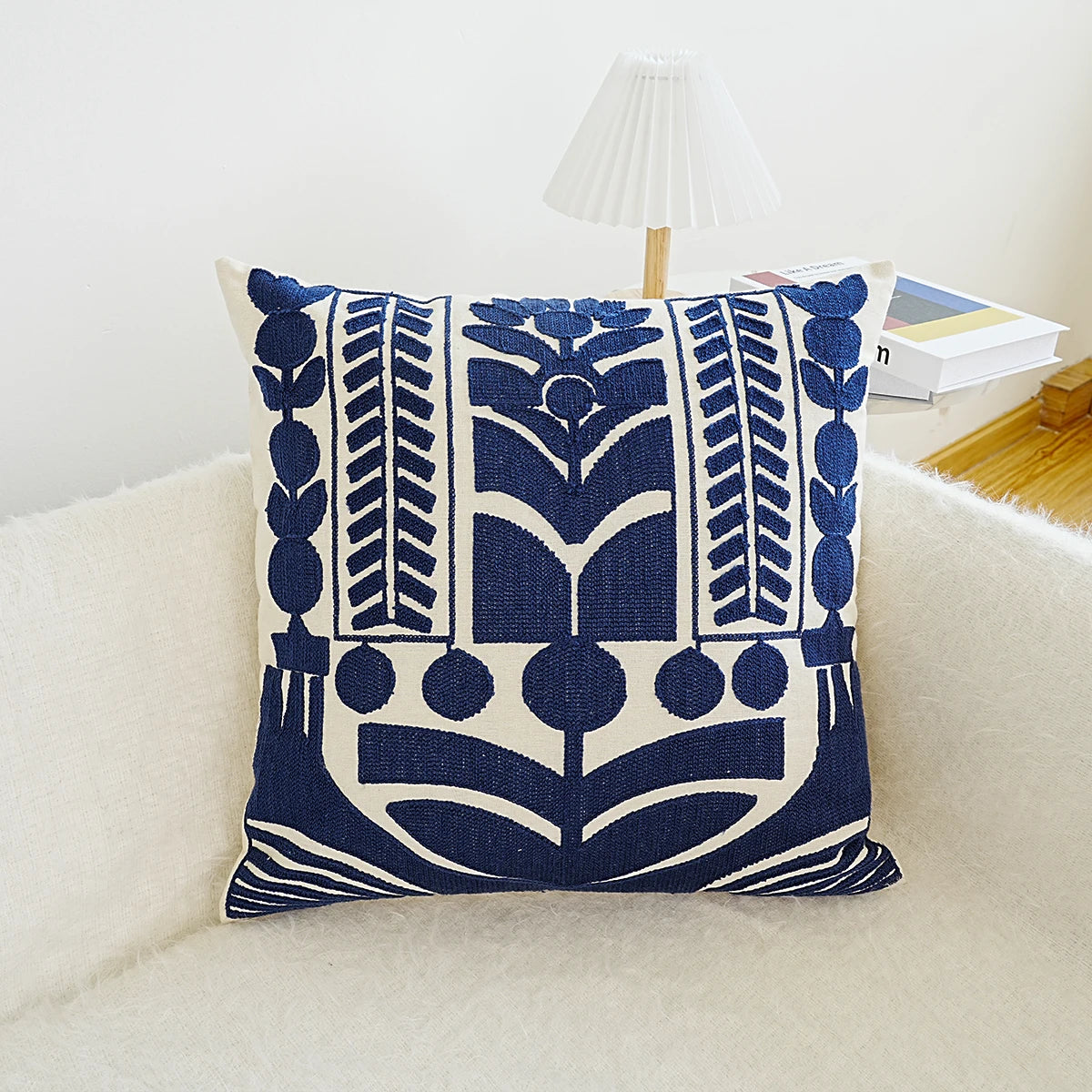Housse de coussin bleu