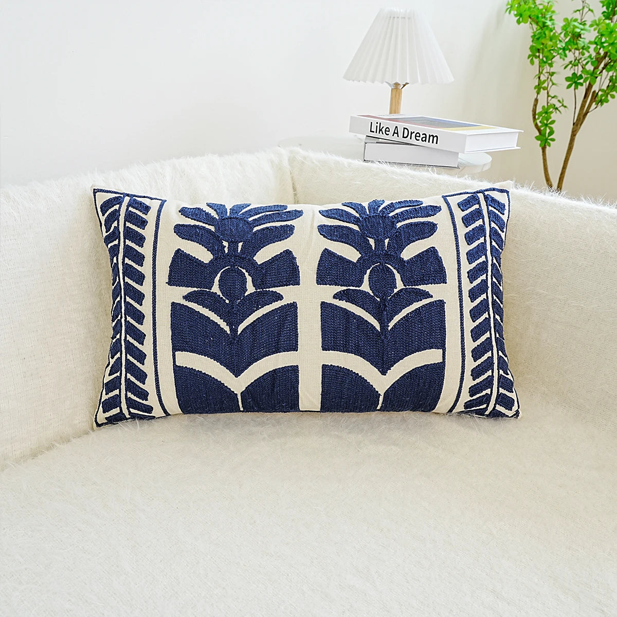 Housse de coussin bleu