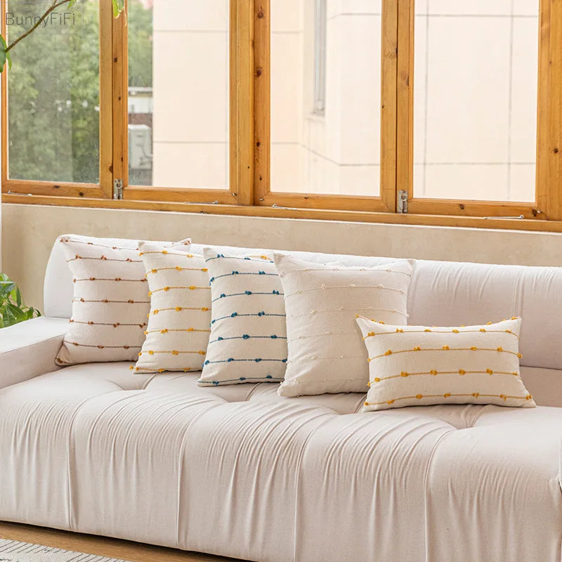Housse de coussin beige