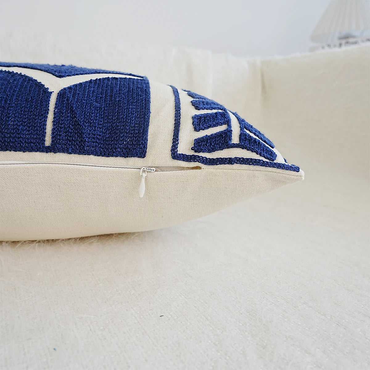 Housse de coussin bleu