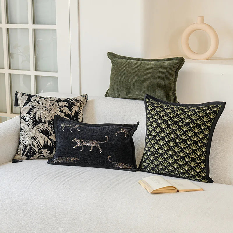 Housse de coussin kaki
