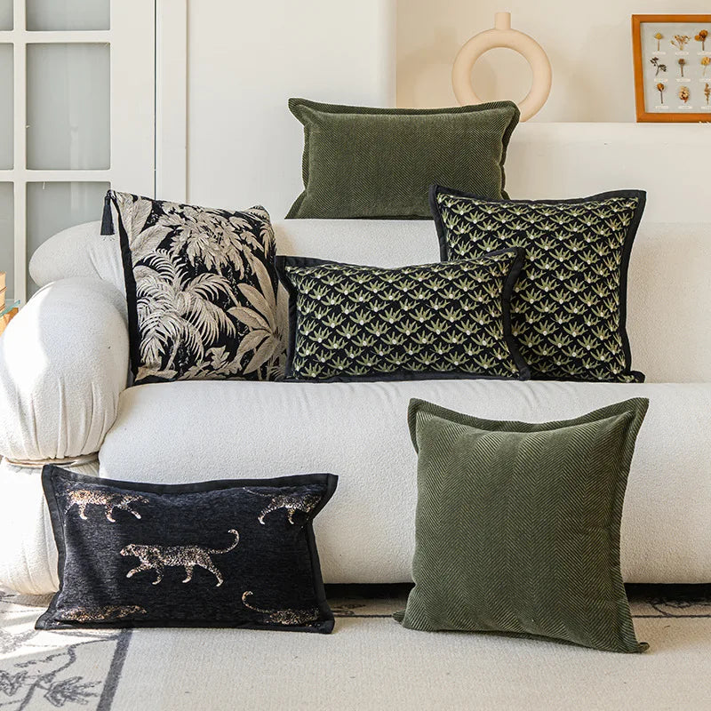Housse de coussin kaki