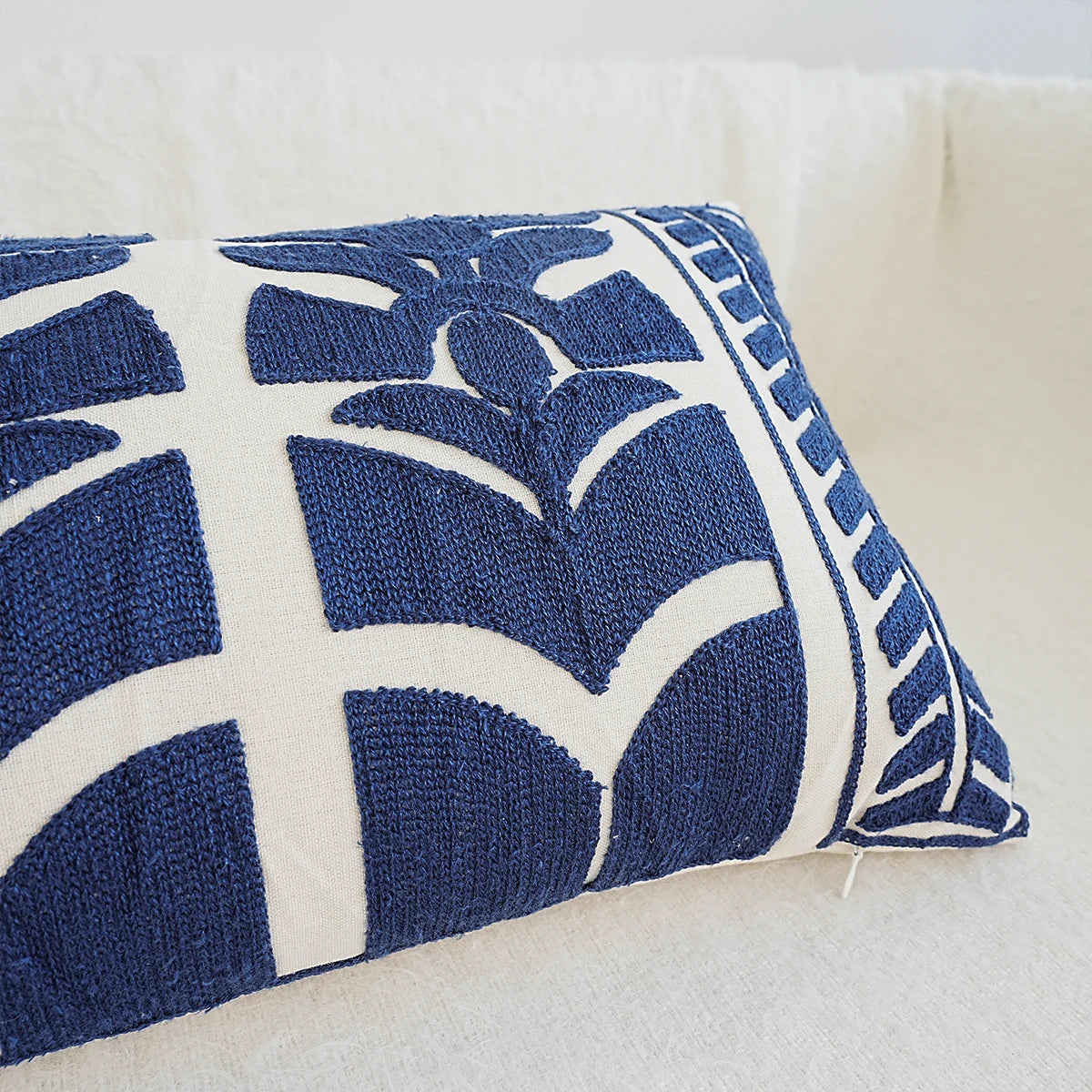 Housse de coussin bleu