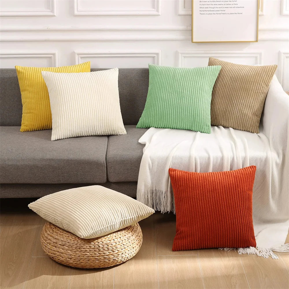 Housse de coussin velours cotelé
