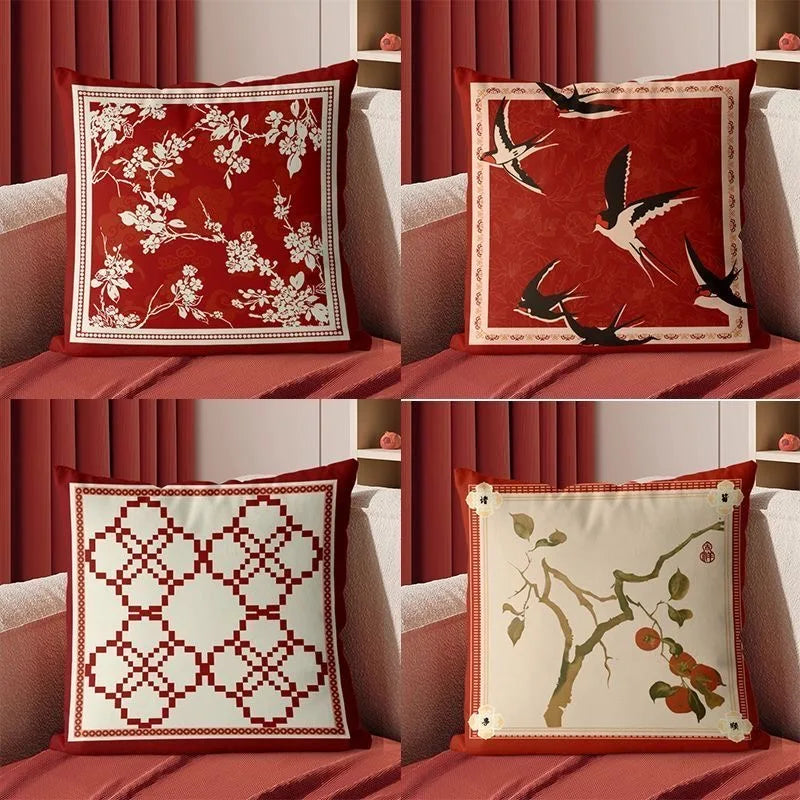 Housse de coussin rouge