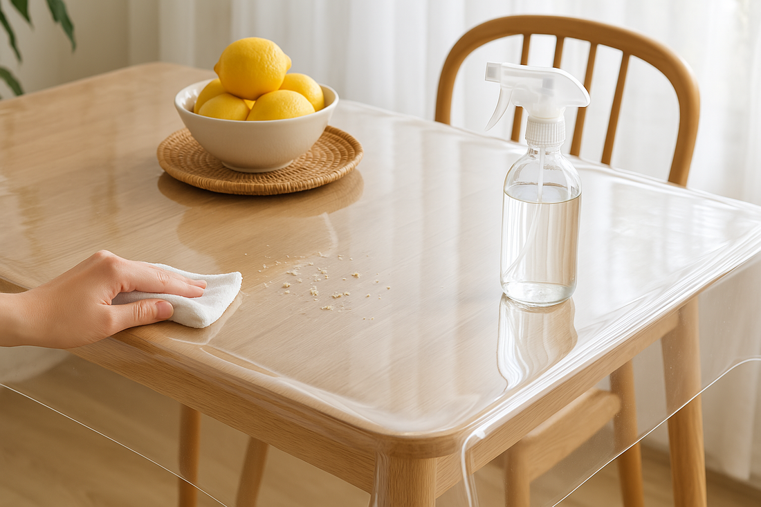 nettoyer une nappe en plastique transparente sans l'abîmer