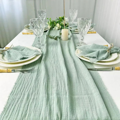 Chemin de table vert sauge