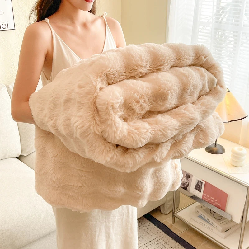 Jeté de lit fausse fourrure 240x260