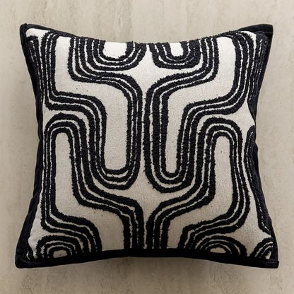 Housse de coussin blanc et noir