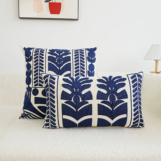Housse de coussin bleu