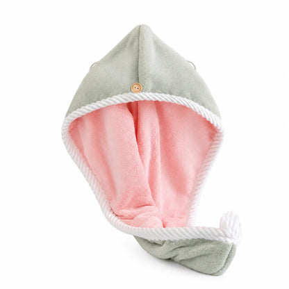 Serviette pour cheveux avec bouton
