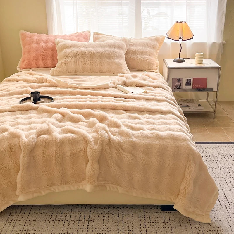 Jeté de lit fausse fourrure 240x260