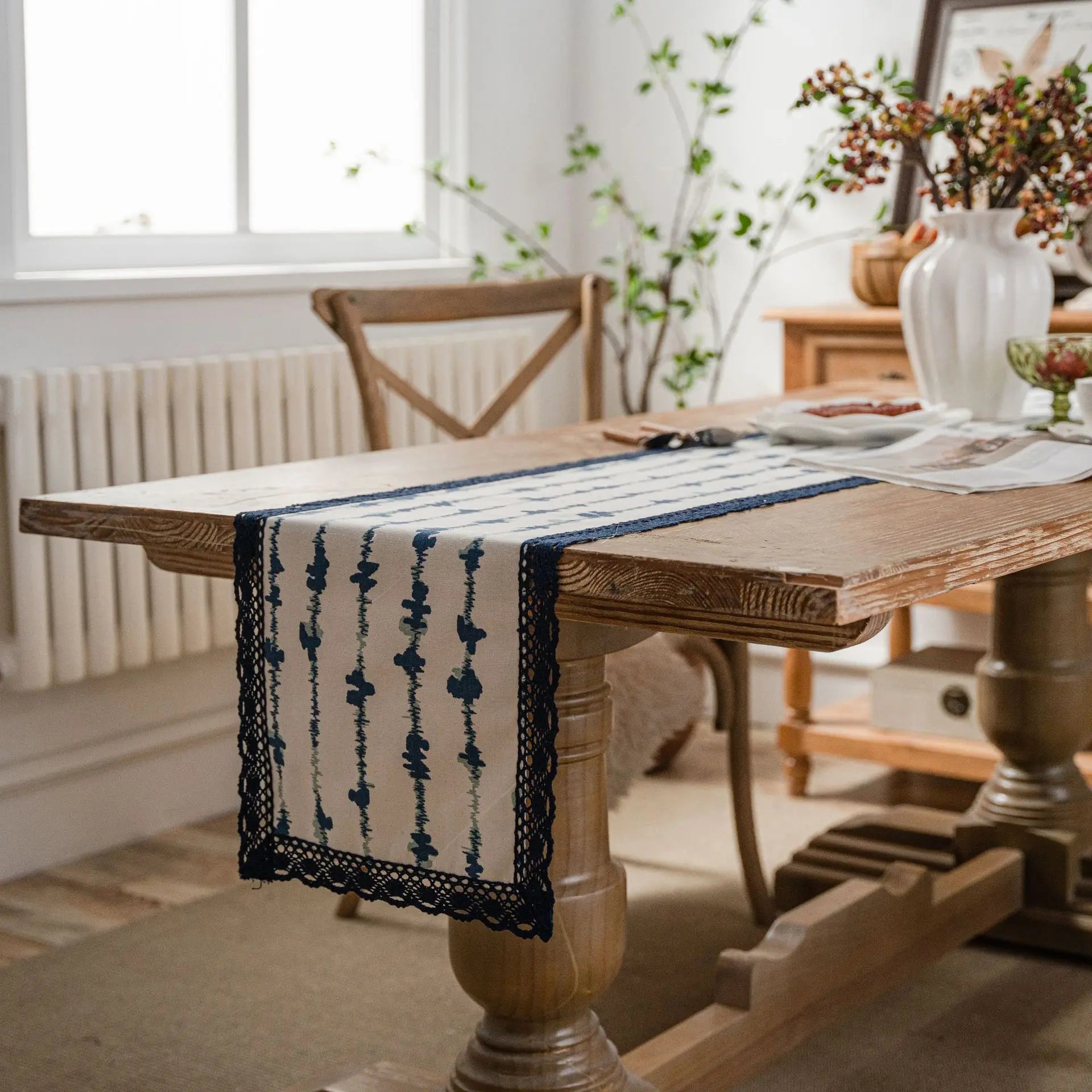 Chemin de table bleu canard