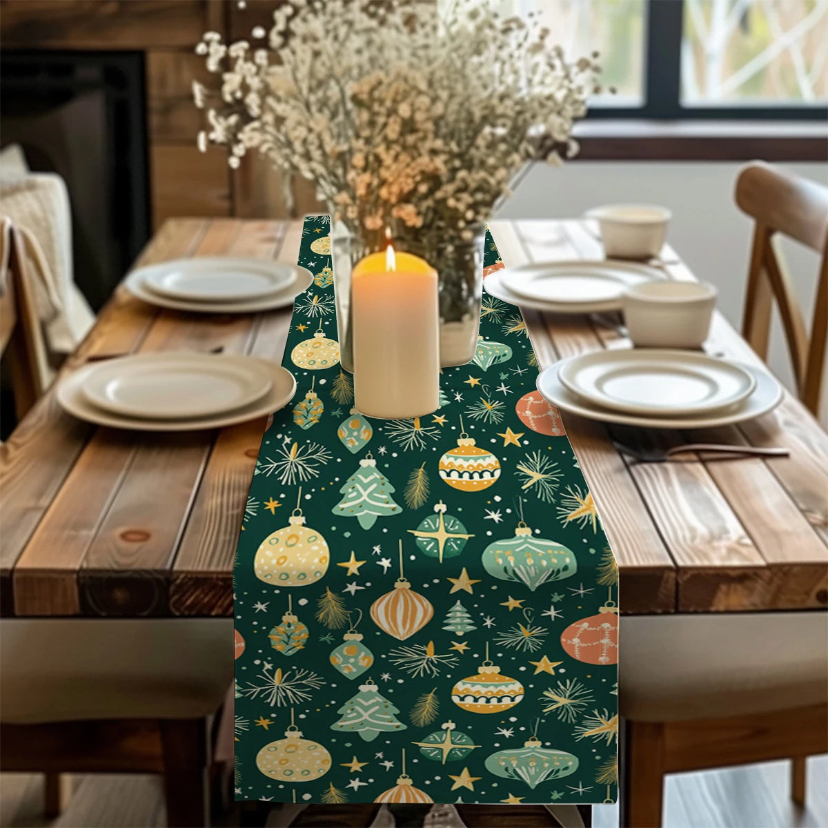 Chemin de table rouge noel