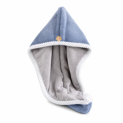 Serviette pour cheveux avec bouton