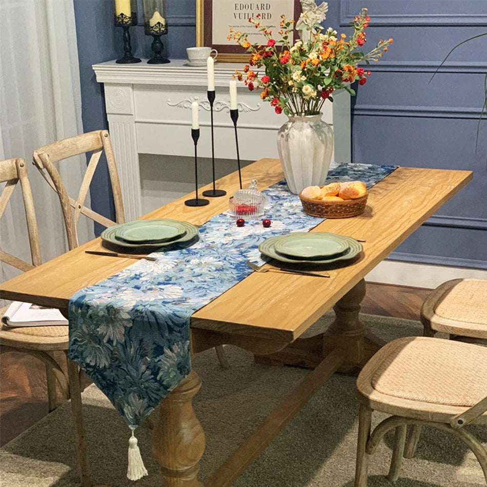 Chemin de table bleu roi