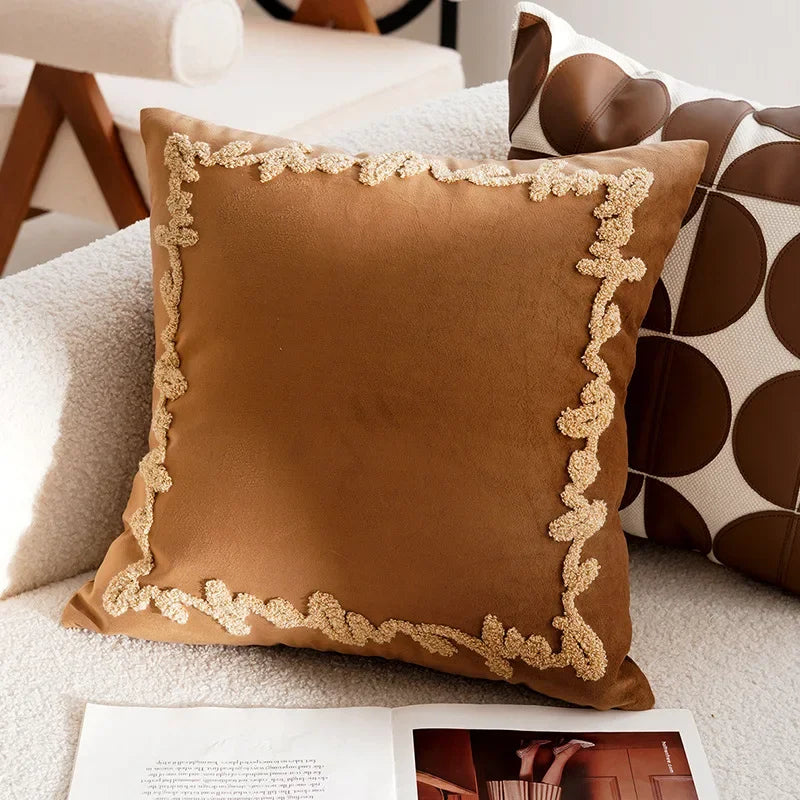 Housse de coussin marron